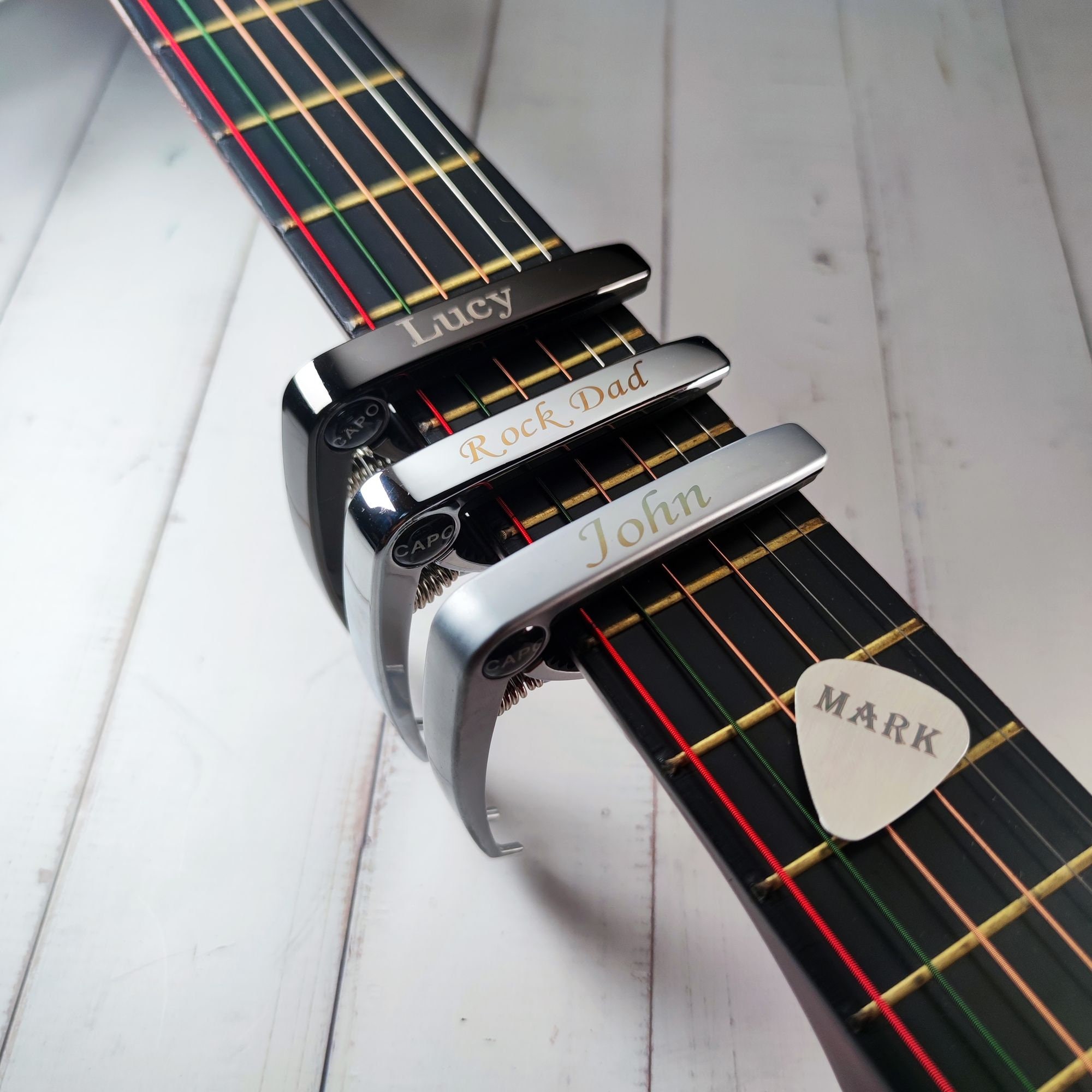 Personalised Metal Guitar Capo Custom Guitar Metal Pick Etsy