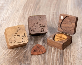 Custom Wood Guitar Pick Box with Picks, Personalization Pick Case, Unique  Design Gift for Musician