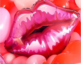 30 inch Kiss Kiss Lips Balloons Sexy Lips Balloon Glossy Lip Balloon Valentines Day Party Decor Valentines Party Decorations Balloon Garland