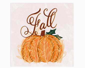 Fall Pumpkin Art Print, Pumpkin Wall Art, Posh Pumpkin Art Print, Fall Seasonal Wall Art, Autumn Art Print