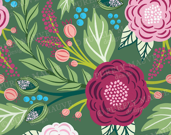 Fabled Flora Art Print | Colorful Flowers Wall Art, Blooming Flowers Art Print, Fabled Flora Wall Art, Seasonal Home Decor