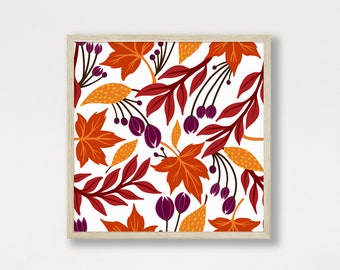 Falling Leaves Art Print, Autumn Leaf Art, Autumn Theme Wall Art, Autumn Leaves Art Print, Seasonal Art