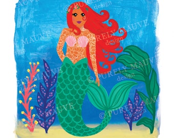 Tattooed Mermaid Art Print | Digital