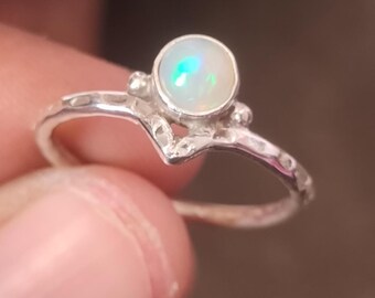 Opal Chevron Ring: 925 Sterling Silver, Ethiopian Fire Opal
