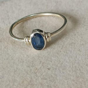 Natural Blue Kyanite Ring, Blue Gemstone 925 Silver Ring, Simple Silver Ring, September Birthstone, Dainty Minimalist Everyday Handmade Ring