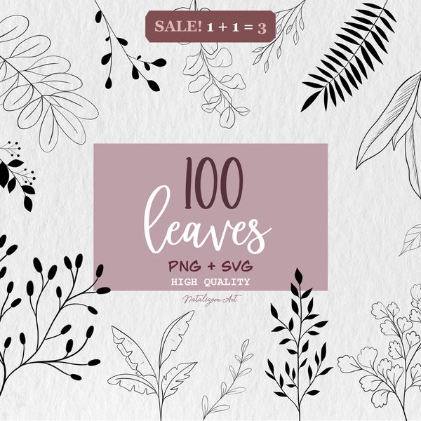 100 Botanical Leaves bundle Svg + Png| Digital download| Boho Leaves Svg | Hand made Floral |Leaves and branches | | Commercial Use Included