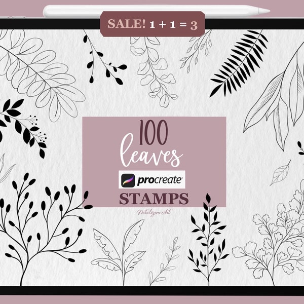 100 Procreate Botanical Stamps | Floral Procreate Stamps | Procreate Leaf Stamps | Procreate Leaves | Commercial use included, Floral brush