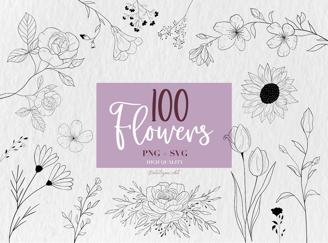 100 Flower Svg Bundle Floral Svg Bundle Flower Svg Floral Svg Plant Svg ...