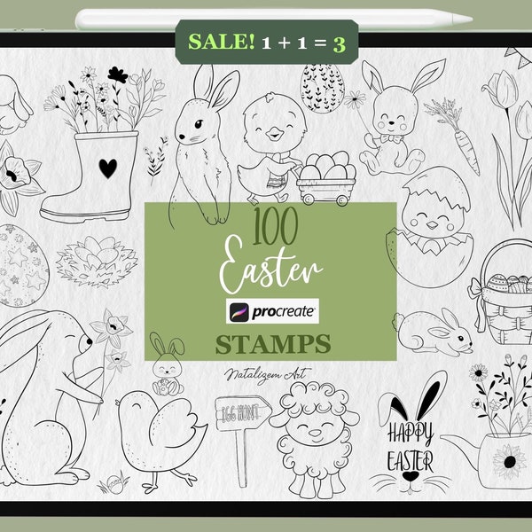 100 Easter Procreate Stamps | Spring Procreate Stamps | Gardening Procreate Stamps | Spring Vibes Procreate Stamps | Commercial Use Included