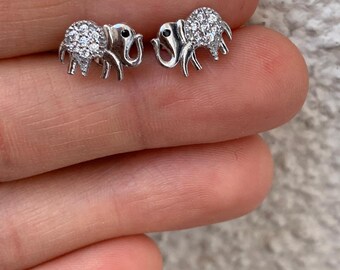 elephant earrings, silver tiny elephant earrings, stud earrings, small simple elephant earrings