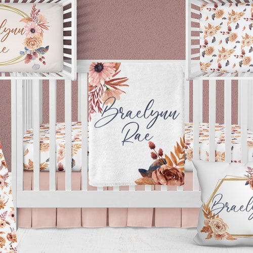 Baby Girl Boho Bedding Set Floral Boho Crib Bedding Set Etsy