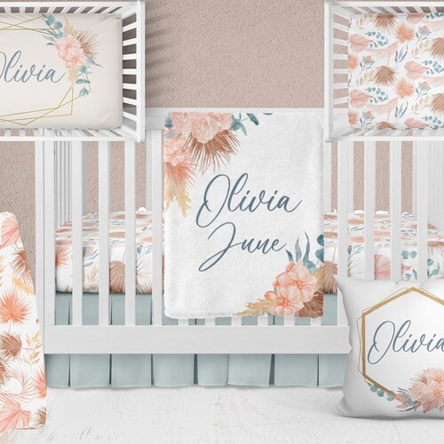 Boho Crib Bedding Set Girl Baby Girl Crib Bedding Floral Etsy