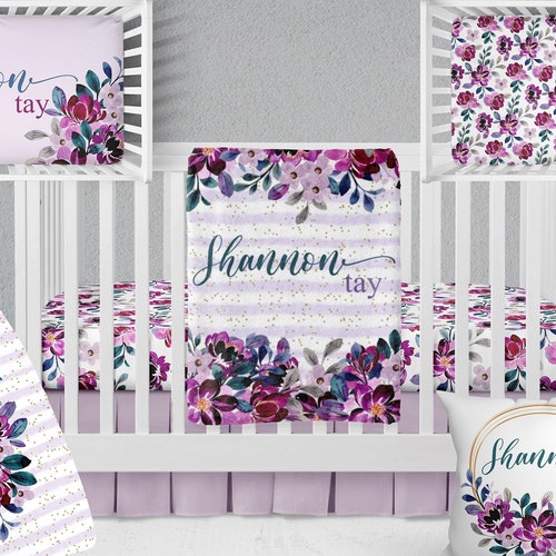 Floral Crib Bedding Set Baby Girl Crib Bedding Personalized Etsy