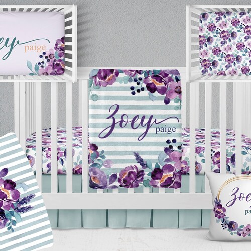 Floral Crib Bedding Set Baby Girl Crib Bedding Personalized Etsy