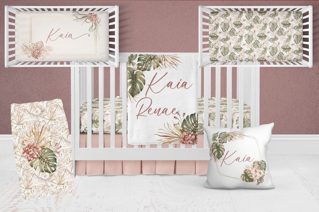 Floral Boho Crib Bedding Set, Boho Crib Bedding Set, Baby Boho Nursery, Custom Crib Set, Boho