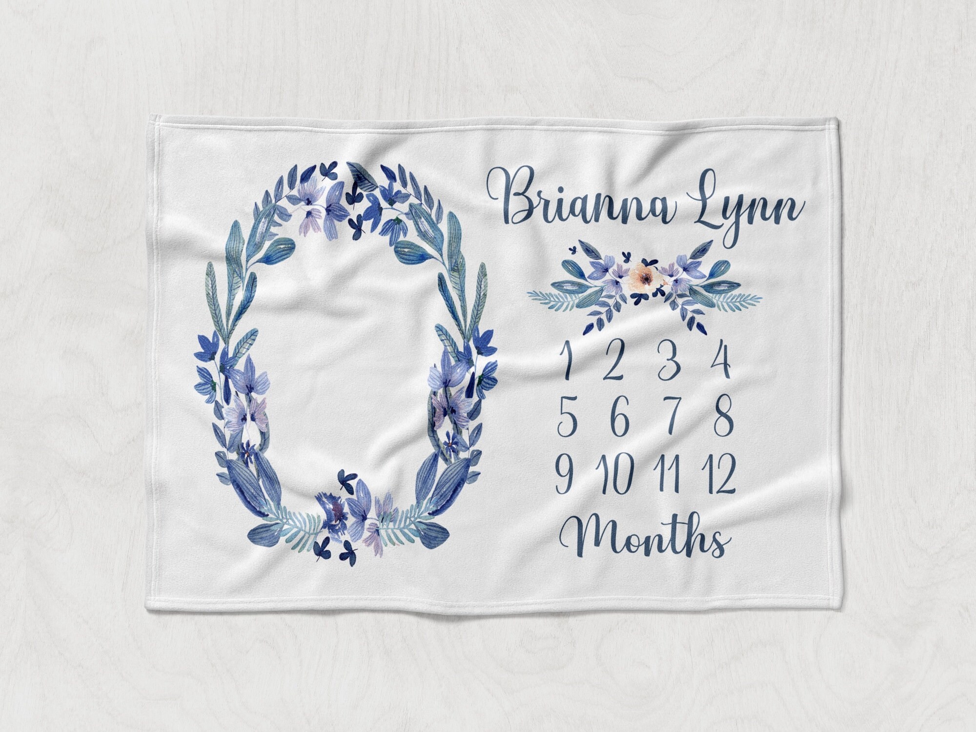 Floral Baby Blanket Monthly Photo Blanket Personalized Baby Etsy UK