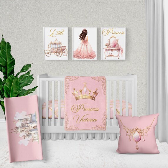 Princess Crib Bedding Set Baby Girl Crib Bedding Set Princess Nursery Pink Crib Bedding Pink and Gold Nursery Personalized Baby Crib Etsy Canada