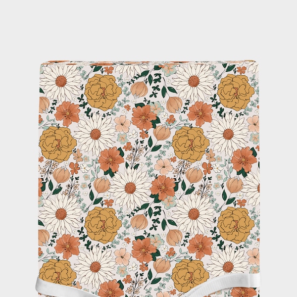 Boho Floral Fitted Changing Pad Cover, Floral Bohemian Nursery, Fitted Changing Mat Cover, Bohemian Nursery Decor, Vintage Floral Baby Room