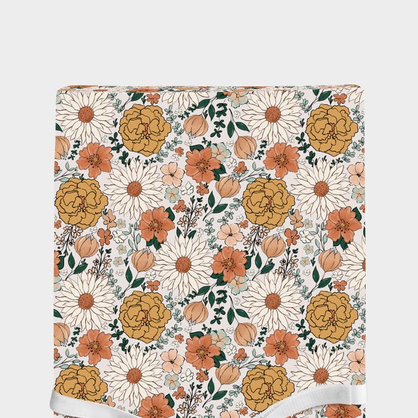 Boho Floral Fitted Changing Pad Cover, Floral Bohemian Nursery, Fitted Changing Mat Cover, Bohemian Nursery Decor, Vintage Floral Baby Room