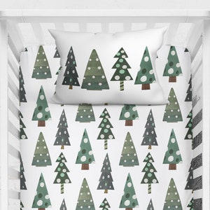 Winter Baby Boy Bedding, Nordic Tree Crib Sheet, Gender Neutral Gift, Christmas Crib Sheet, Christmas Tree Sheet, Baby Shower Gift, Woodland