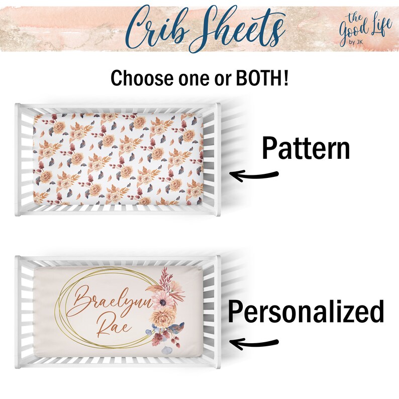 Baby Girl Boho Bedding Set Floral Boho Crib Bedding Set Baby Etsy