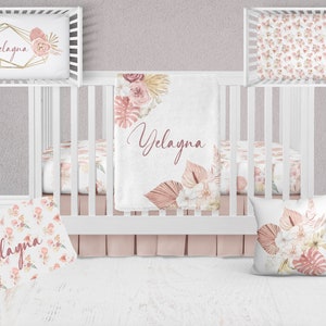 Floral Boho Crib Bedding Set, Boho Crib Bedding Set, Baby Boho Nursery, Custom Crib Set, Boho Bedding, Boho Baby Shower Gift, Personalized