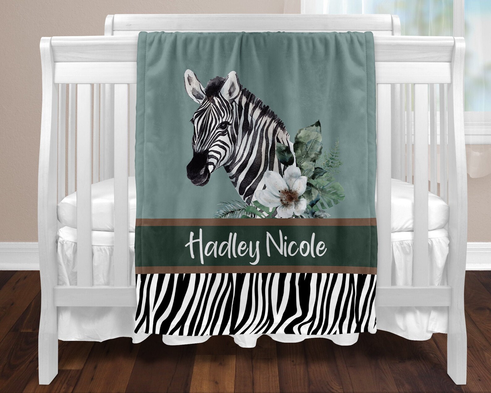 Zebra Blanket Personalized Safari Animals Name Blanket Etsy
