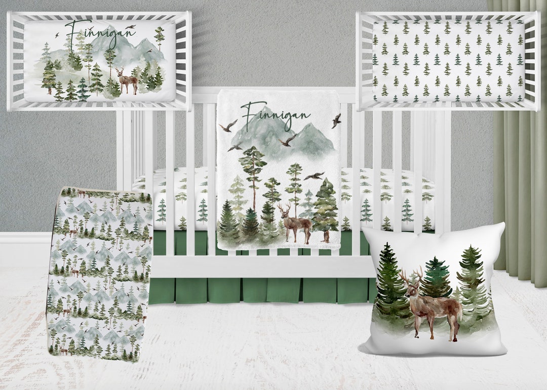 Personalized Crib Bedding Set, Woodland Nursery Decor, Custom Crib Set ...