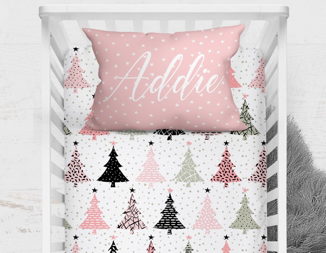 Personalized Baby Girl Crib Set Christmas Bedding Baby Girl Etsy