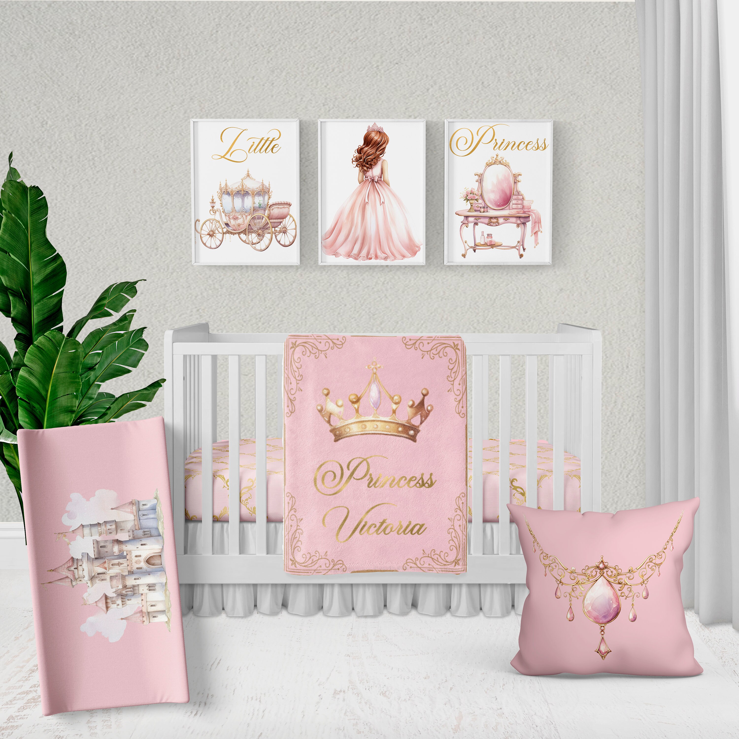 Princess Crib Bedding Set Baby Girl Crib Bedding Set Princess Nursery Pink Crib Bedding Pink and Gold Nursery Personalized Baby Crib Etsy Canada