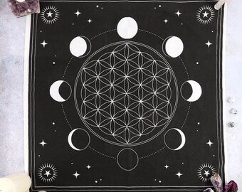 Crystal Grid Altar Cloth Moon Phase