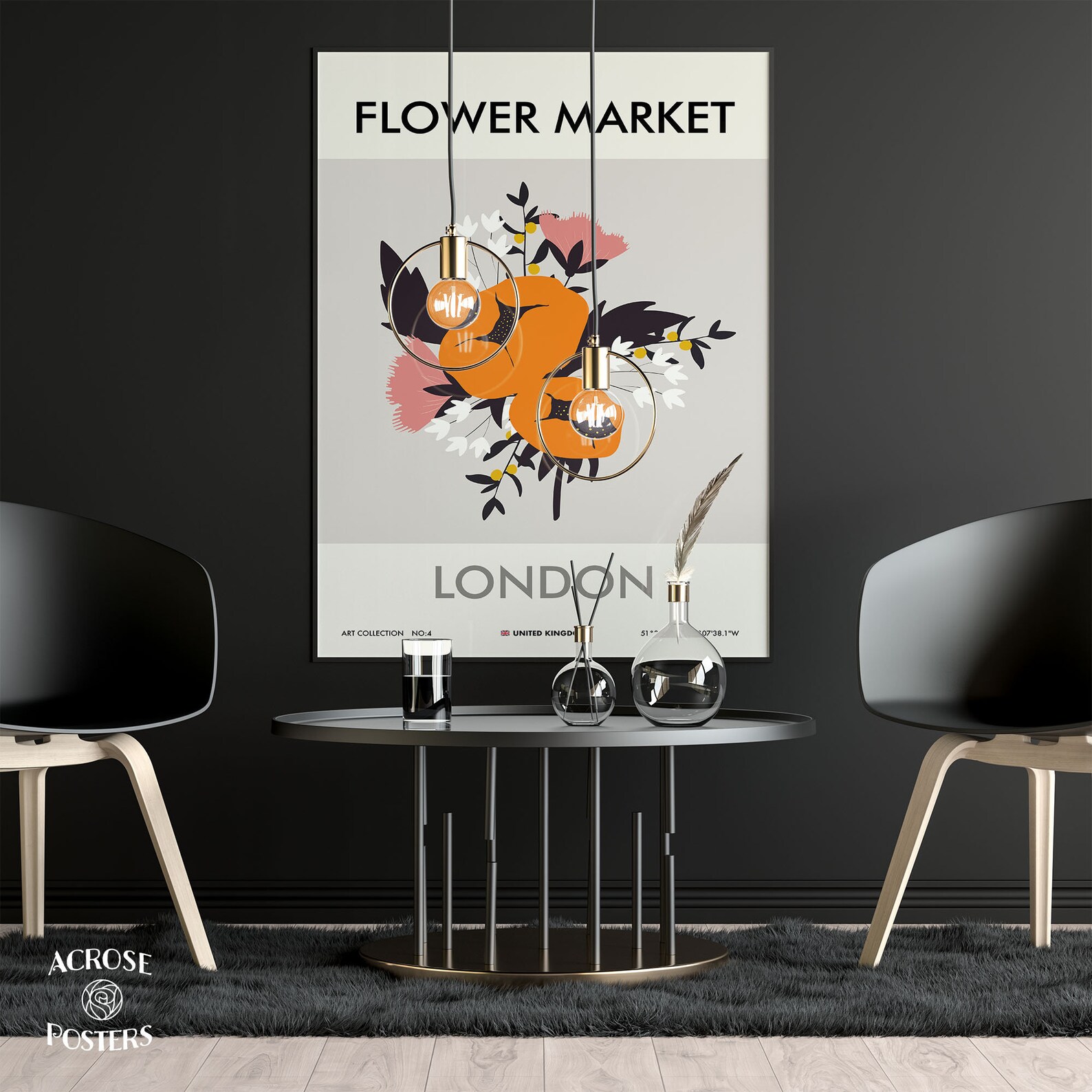 Flower Market LONDON Poster Floral Wall Art Florist Gift Etsy