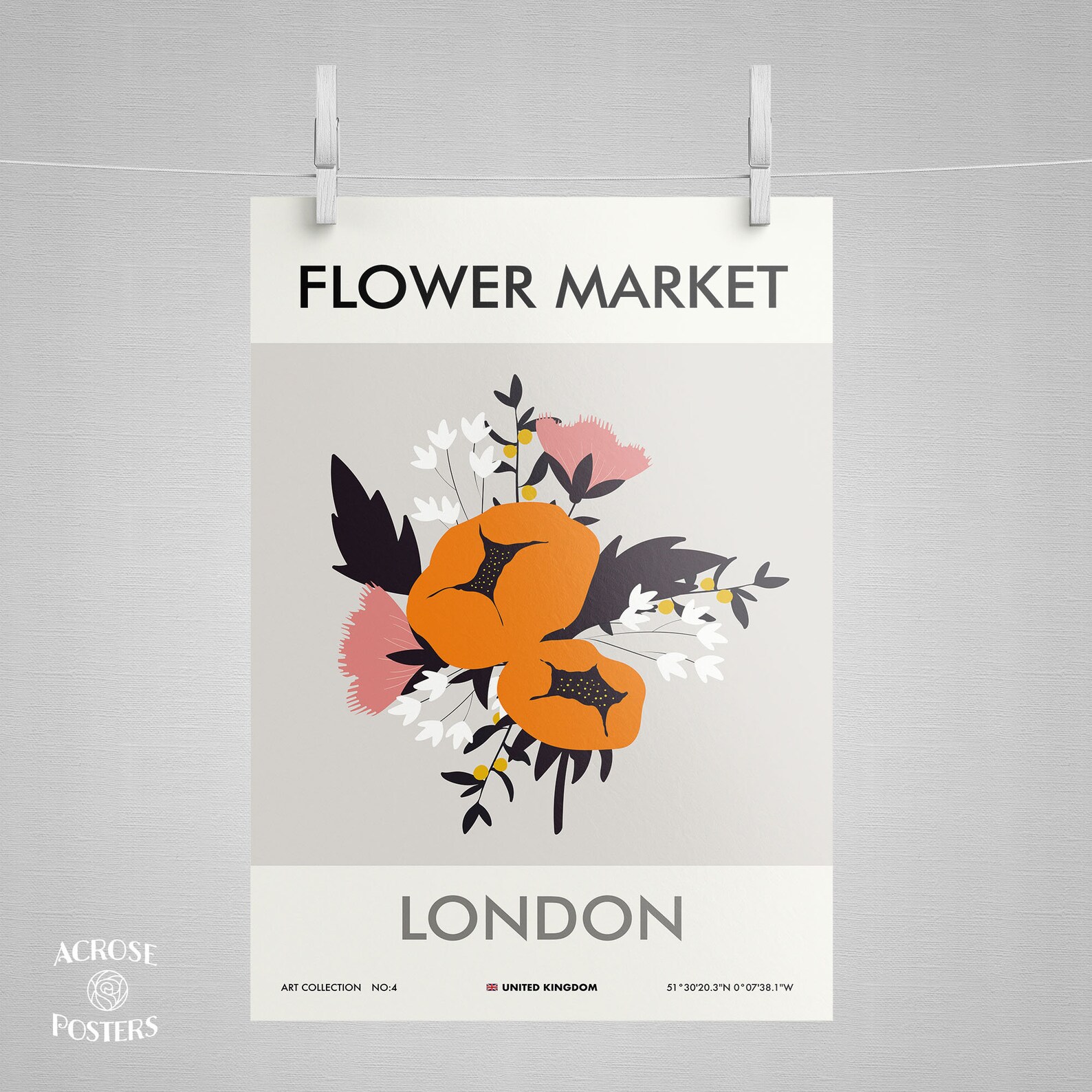 Flower Market LONDON Poster Floral Wall Art Florist Gift Etsy