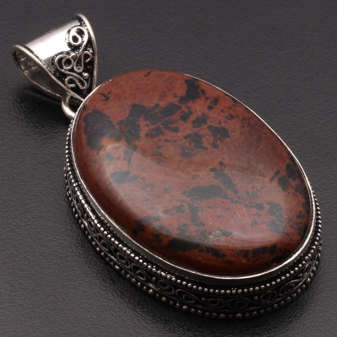 Mahogany Obsidian Gemstone Pendant Jewelry & 925 Sterling | Etsy
