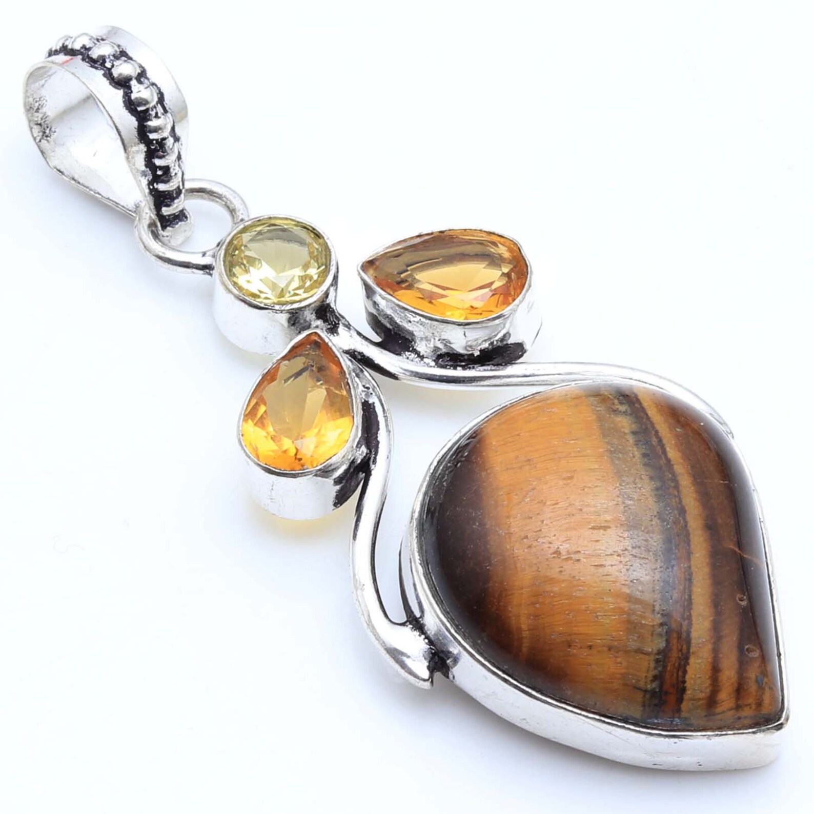 Natural Tiger Eye Citrine Quartz 925 Sterling Silver Etsy