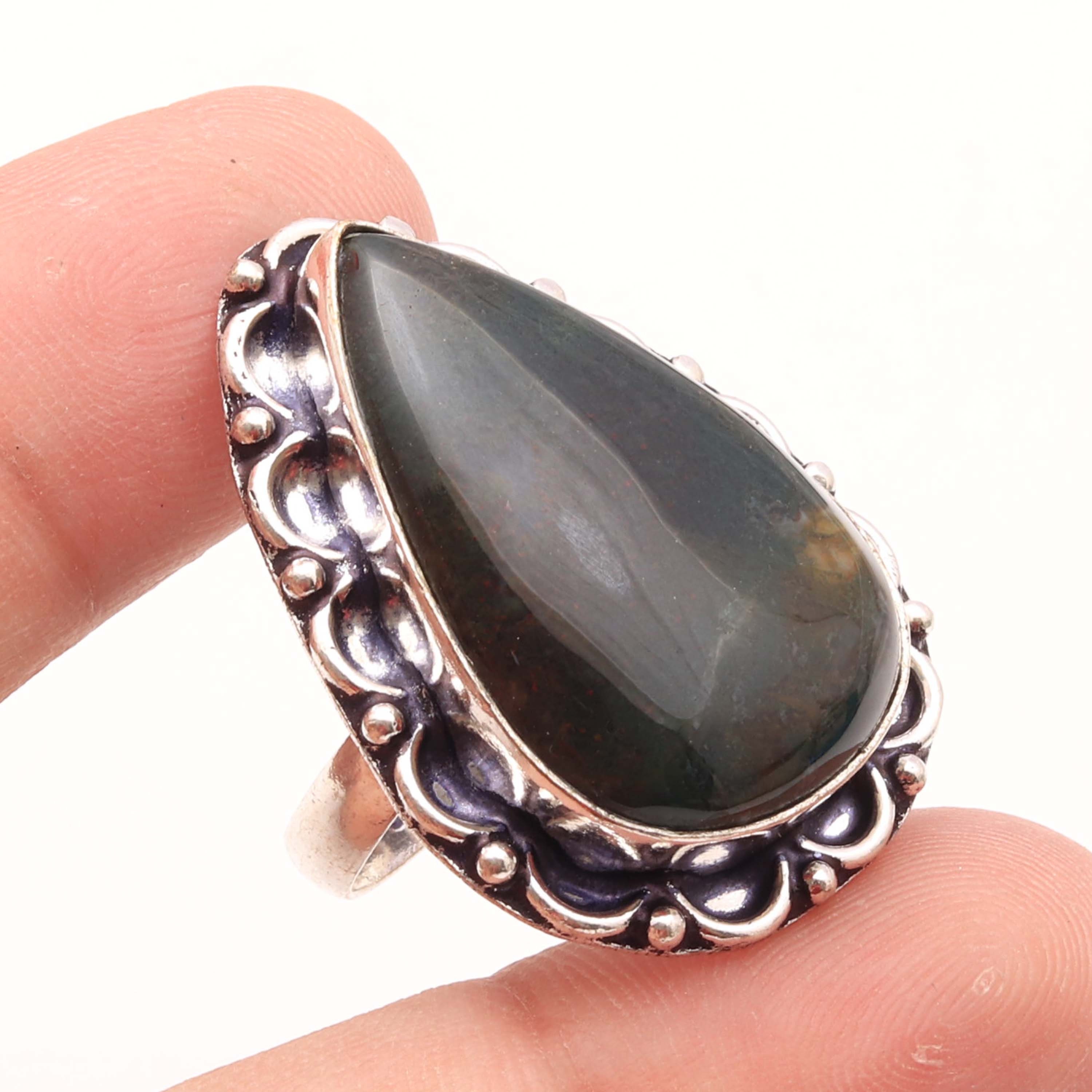 Natural Green Moss Agate Gemstone Ring Jewelry 925 Sterling | Etsy