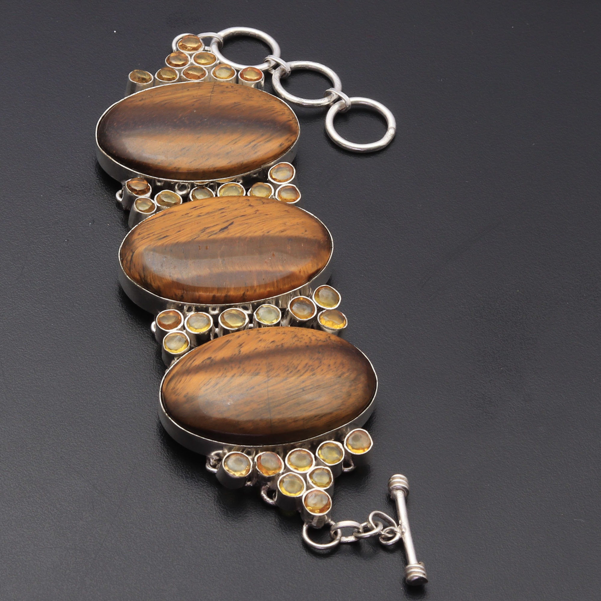 Tiger Eye Citrine Jewellery Woman Cluster Bracelet Gemstone Etsy