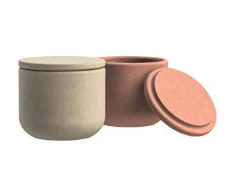 Candle Jar with Lid Mold Round Candle vessel Wax Container Planter Flower Pot Molds DIY Cement Plaster Epoxy Resin silicone Moulds