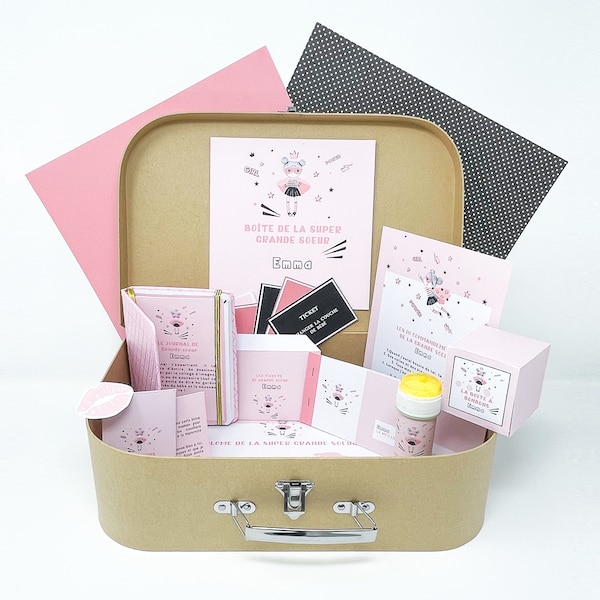 Boîte à grande soeur Super Girl - Super grande soeur - Kit personnalisé à imprimer - Cadeau maternité grande soeur