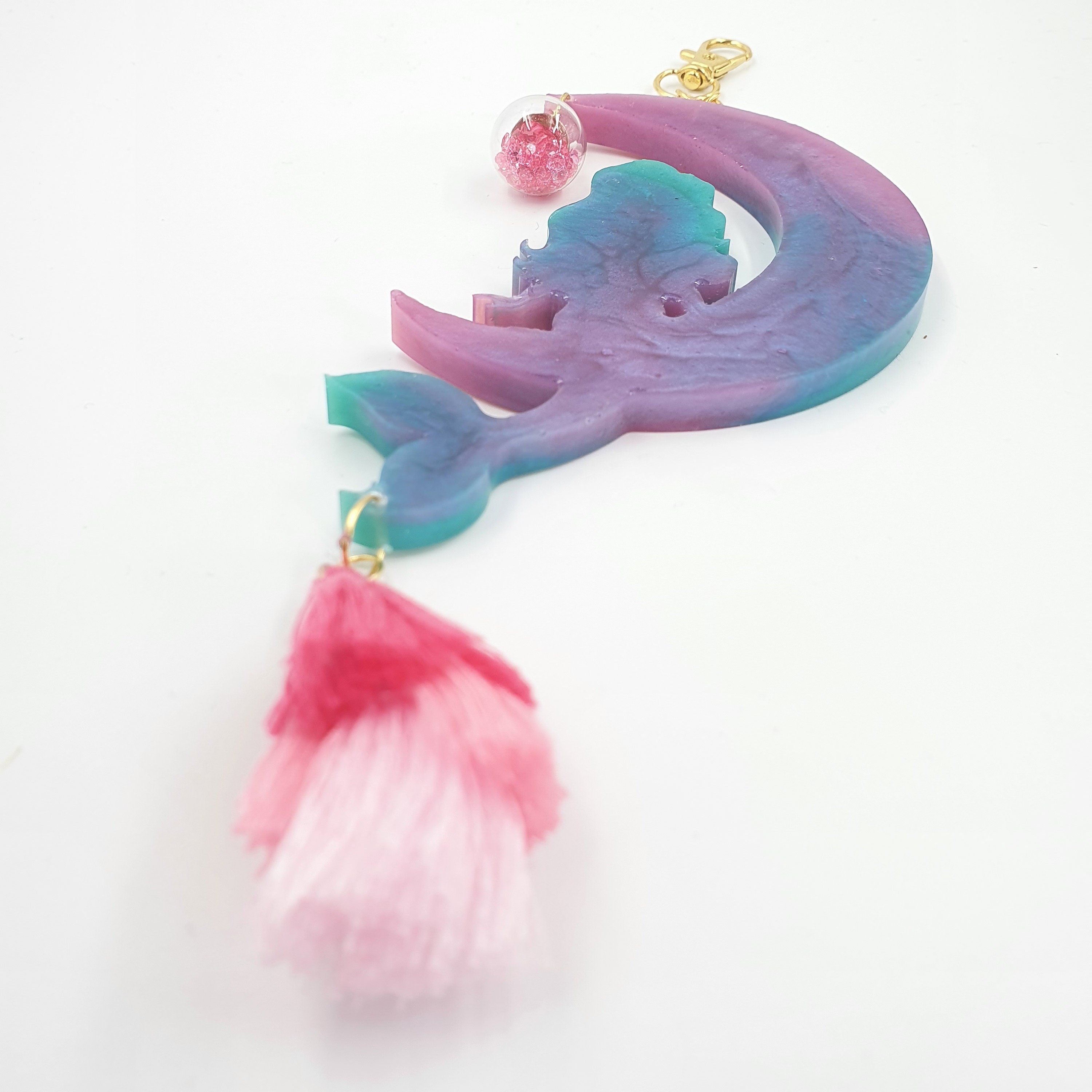 Resin Mermaid Wall Hanging Room Decor with Pink Tassel and Etsy