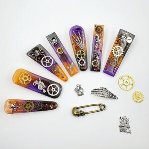 Halloween Hair Clip: Handmade Resin Skull Gothic Hair Slide