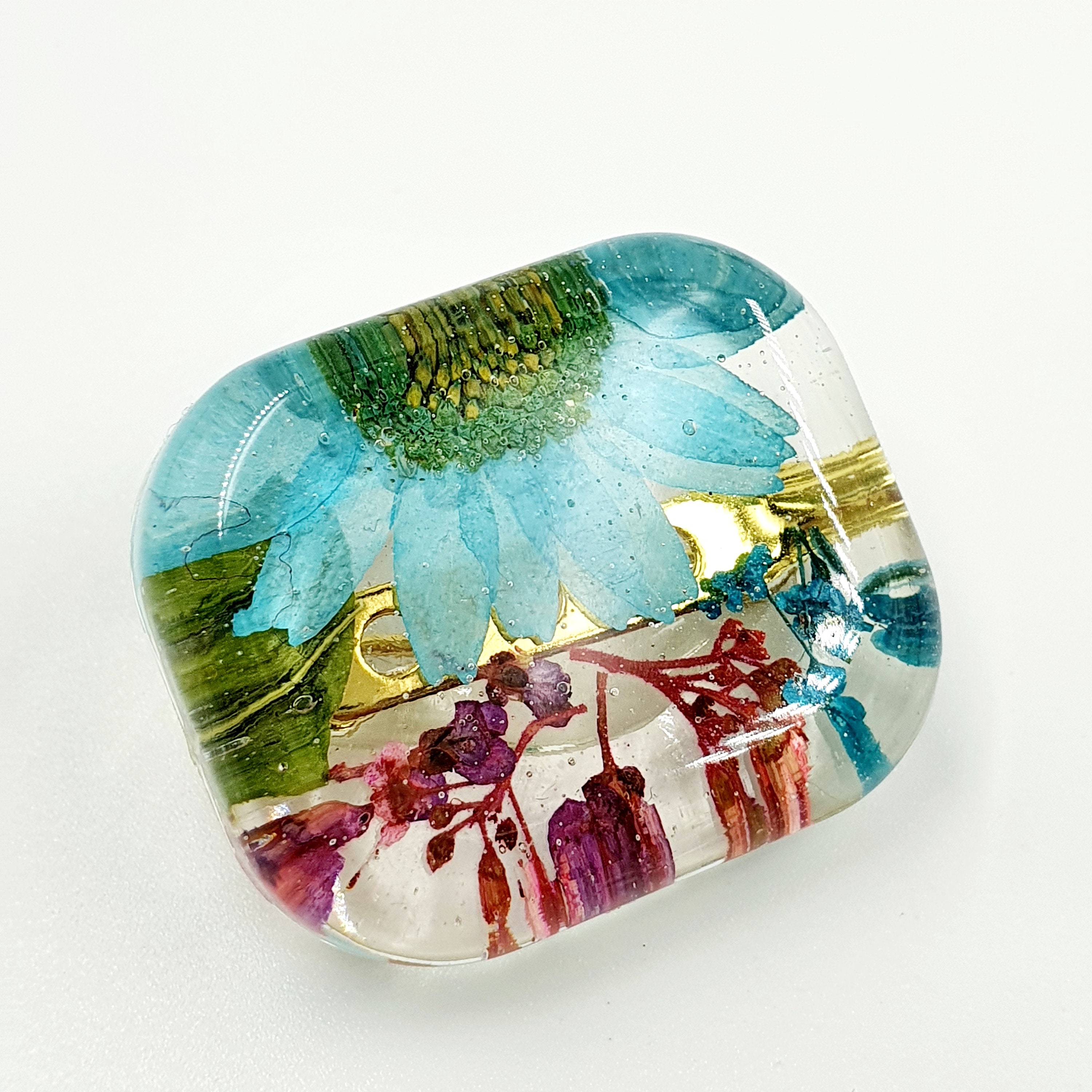 Pressed Flowers Resin Floral Brooch Botanical Brooch Dried Etsy