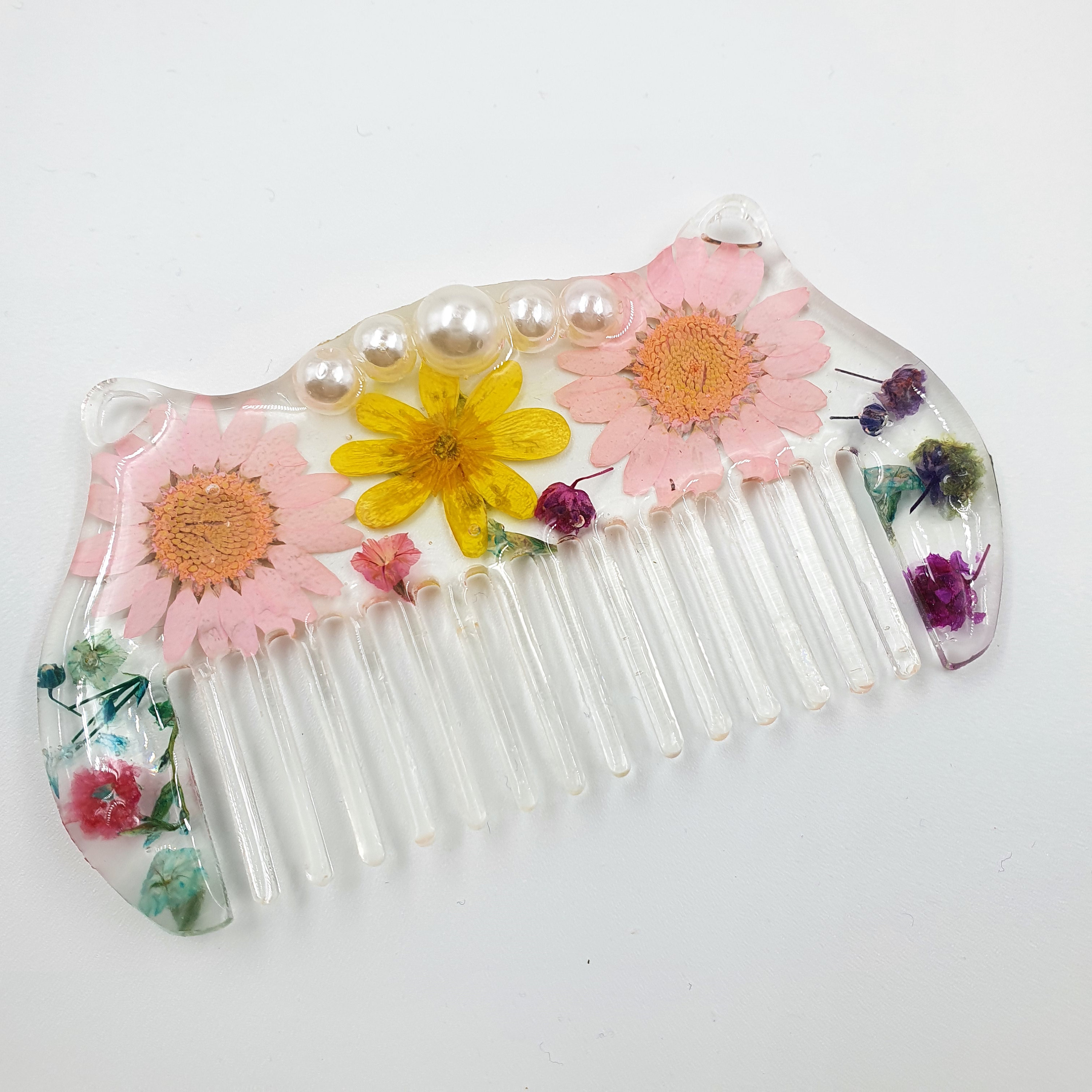 Floral Resin Comb Decorative Hair Comb Pressed Flowers Comb Etsy