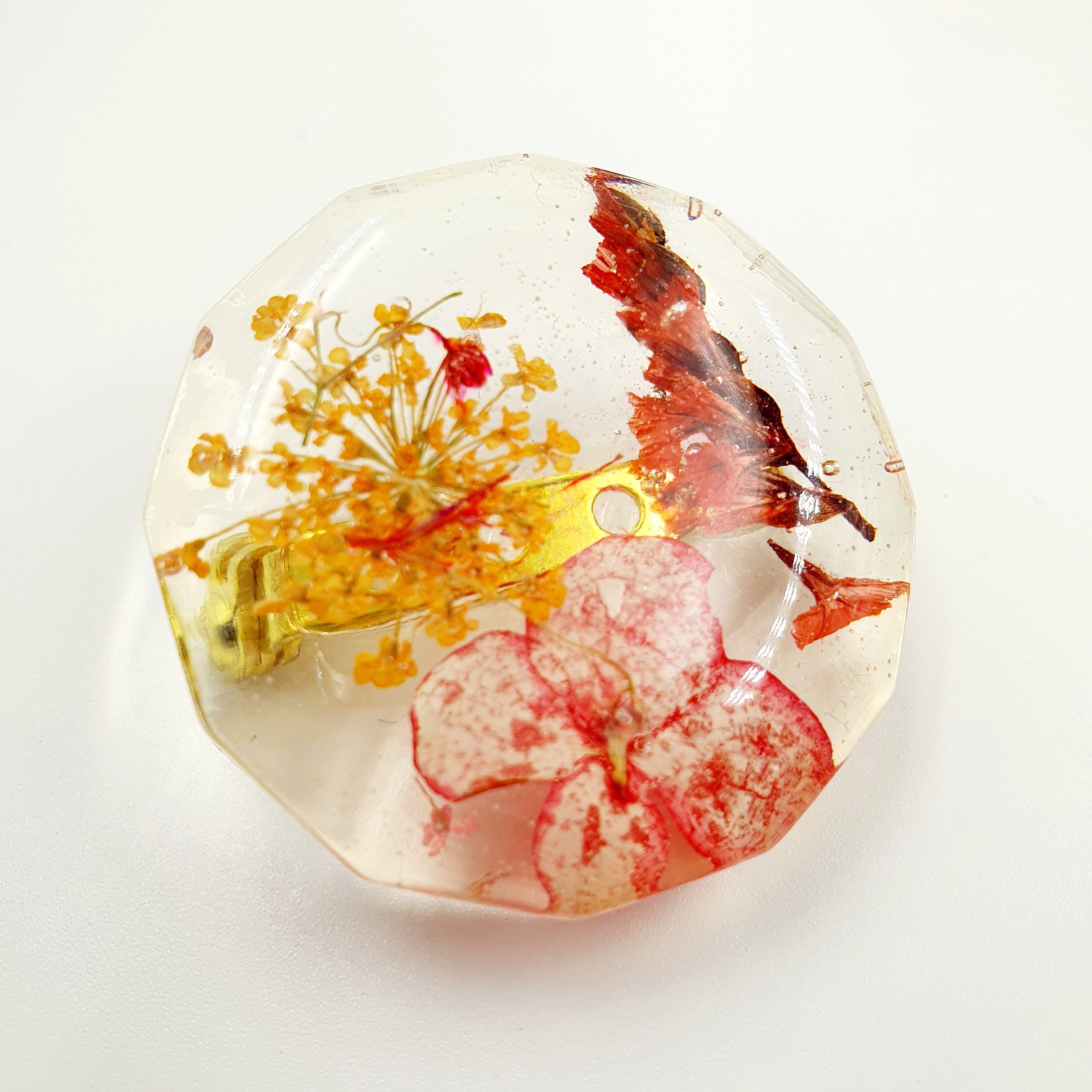 Pressed Flowers Resin Floral Brooch Botanical Brooch Dried Etsy