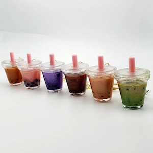 Bubble Tea Cup Keychain: Handmade Resin Boba Keyring with Tassel