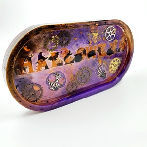 Handmade Halloween Resin Tray, Oval Spooky Décor for Autumn