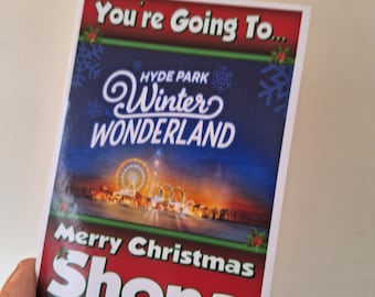 You're going to Winter Wonderland! Personalised Christmas Xmas Card Any Name Thick, glossy, unique card for gifting tickets