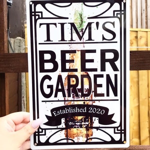 Personalised Large Metal Beer Bottle Bar Sign! Add Any Name/Text! Available in Mirror Gold or Glossy White Finish! Makes A Unique Gift!