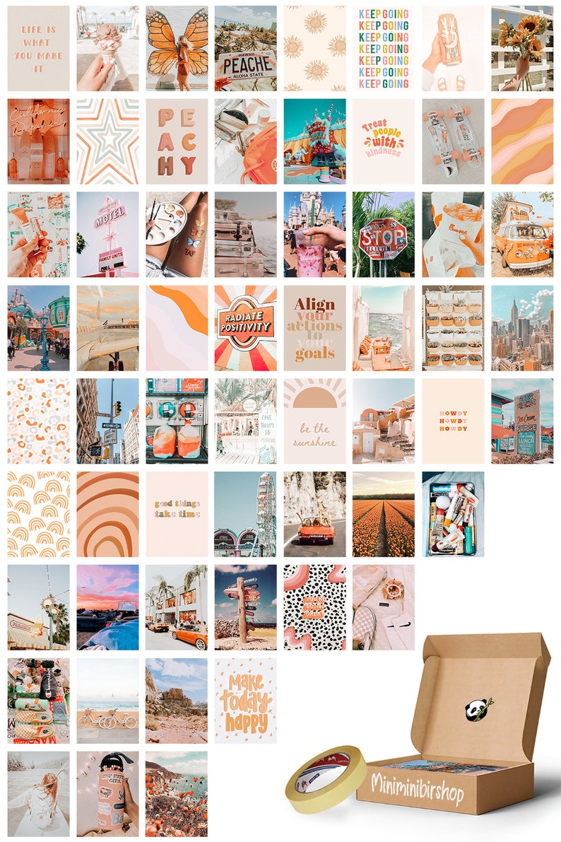 PRINTED Peach Aesthetic Wall Collage Kit Peach Aesthetic Room - Etsy