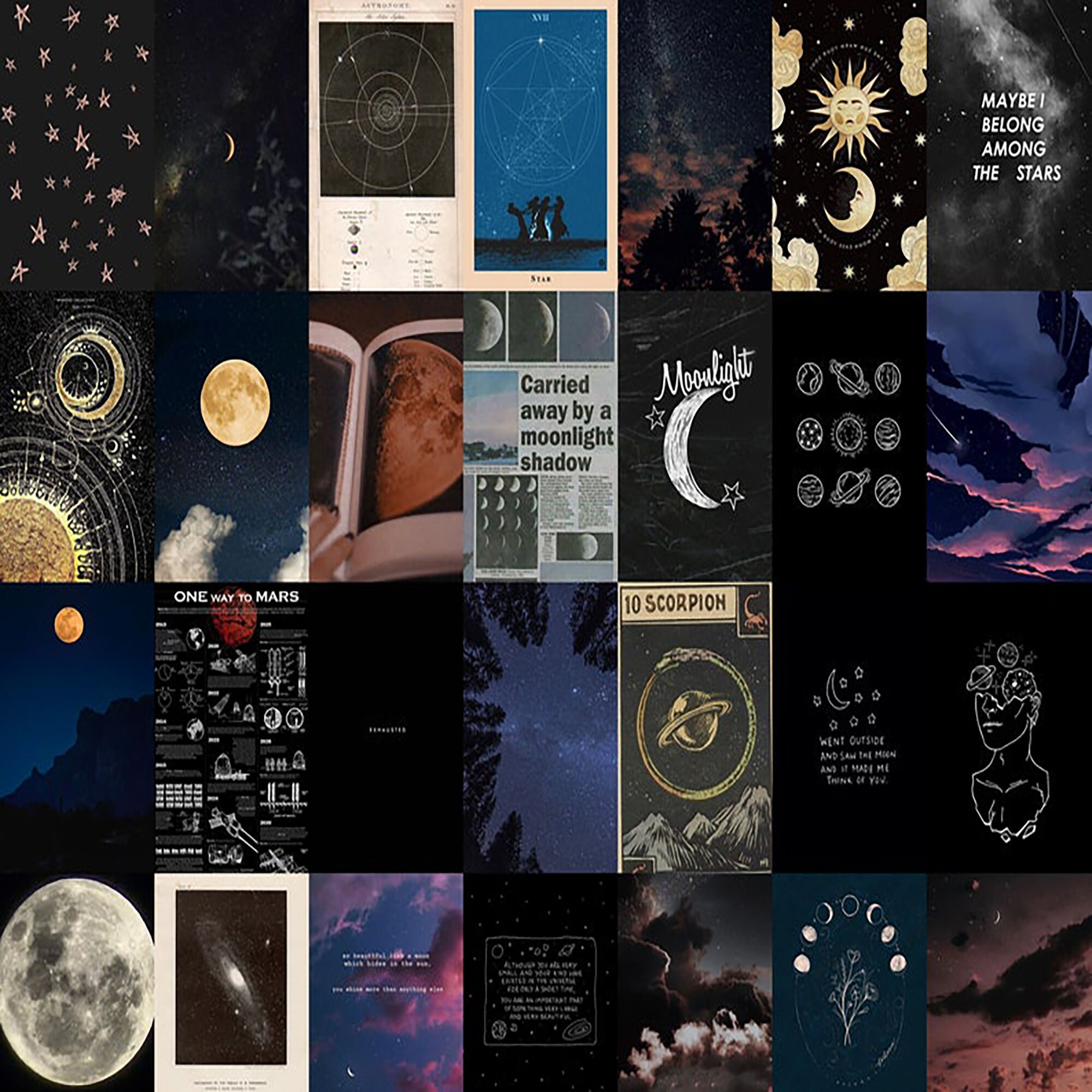 PRINTED 128 PCS Moonlight Aesthetic Wall Collage Kit - Etsy